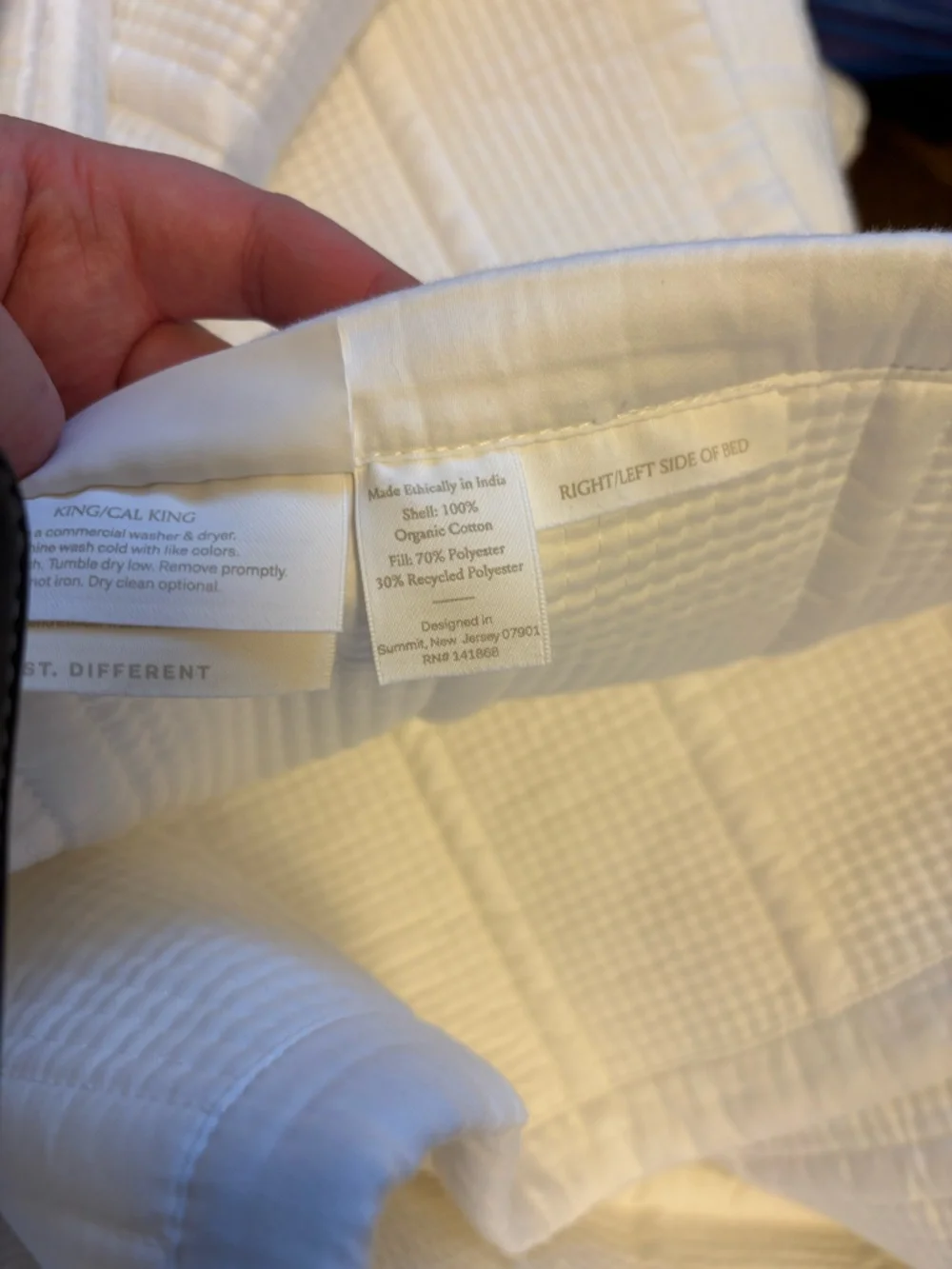 Boll & Branch Signature Modern Grid Quilt  King / Cal King Organic Cotton NWOT